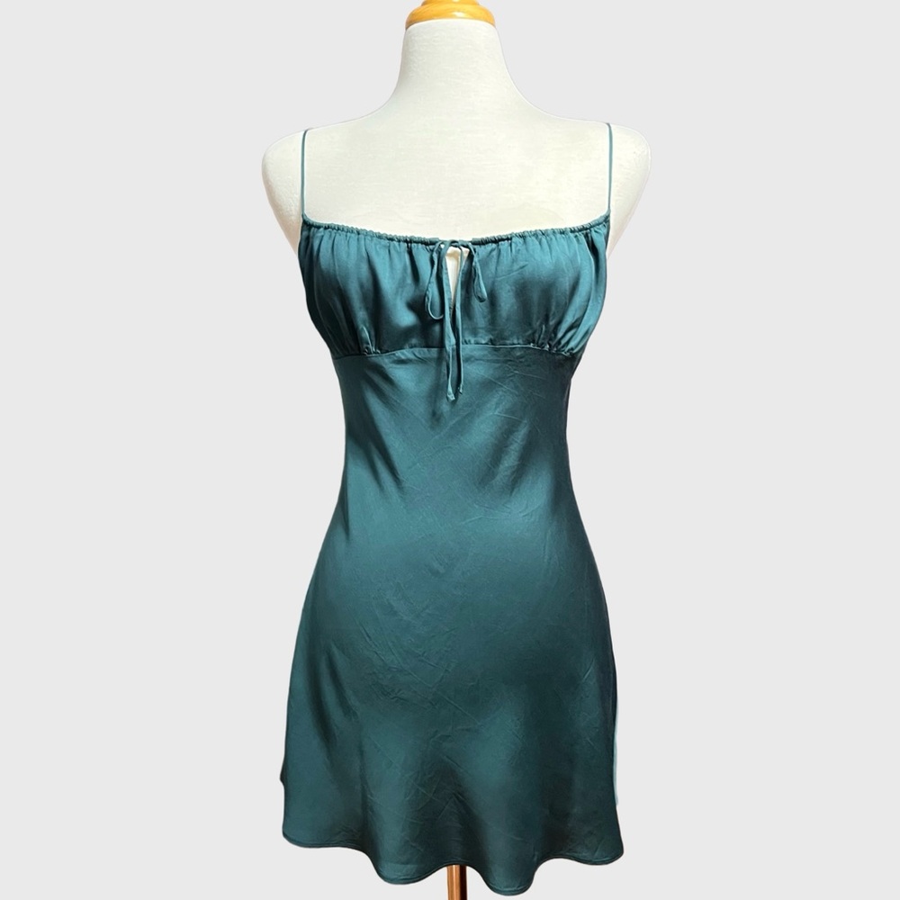 PINK Victoria’s Secret TENCEL™ Slip Mini Dress | Y2K Emerald Green S-M